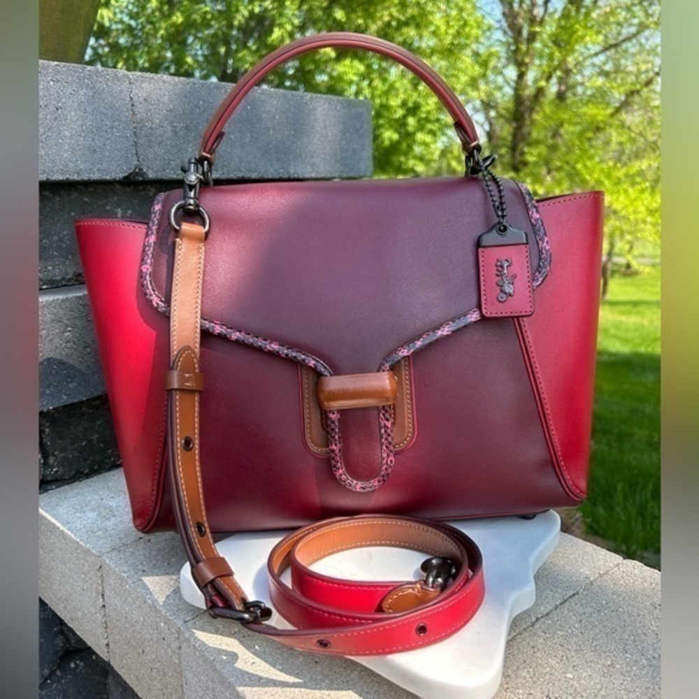 Coach 1941 Courier Carryall Color block Apple Red, Burgundy, Brown, 701 NWT - Picture 3 of 16